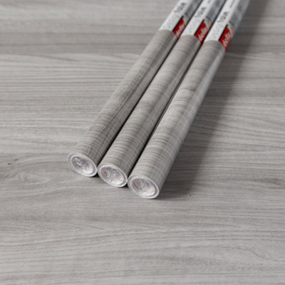 D-C-Fix Woodgrain Sangallo Self Adhesive Vinyl Wrap Film For Kitchen Doors And Worktops 2M(L) 67.5Cm(W) Pack Of 3 Rolls Grey