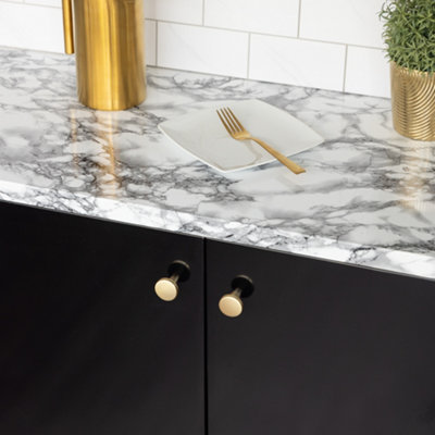 D-C-Fix Marble Self Adhesive Vinyl Wrap Film For Kitchen Worktops And Furniture 5M(L) 90Cm(W) White