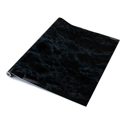 D-C-Fix Marble Self Adhesive Vinyl Wrap Film For Kitchen Worktops And Furniture 15M(L) 67.5Cm(W) Black