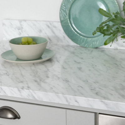 B&Q -  Marble Carrara Grey 90Cm X 1M Self-Adhesive Vinyl Wrap For Doors And Worktops