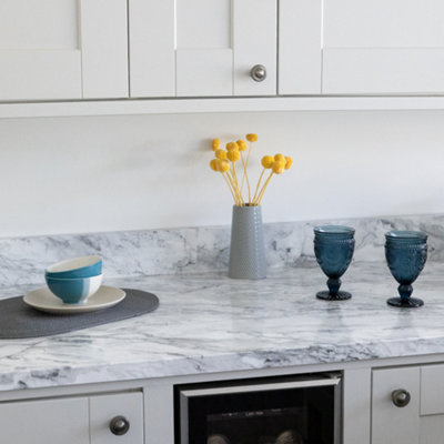 B&Q -  Marble Romeo Grey 90Cm X 1M Self-Adhesive Vinyl Wrap For Doors And Worktops