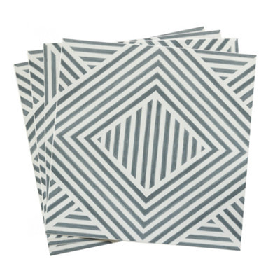 Quadrostyle Linus Grey Wall And Floor Tile Vinyl Stickers 30Cm(L) 30Cm(W) Pack Of 4 from B&Q