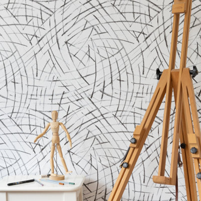 Wallpops Nu Wallpaper Imprint Black Self Adhesive Wallpaper 5.49M(L) 52.07Cm(W) from B&Q