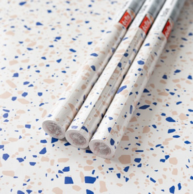 D-C-Fix Terrazzo Blue 67.5Cm X 2M (3 Rolls) Self-Adhesive Vinyl Wrap For Doors And Worktops from B&Q