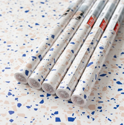 D-C-Fix Terrazzo Blue 67.5Cm X 2M (5 Rolls) Self-Adhesive Vinyl Wrap For Doors And Worktops from B&Q