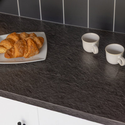 B&Q -  Black Slate Matt 90Cm X 2.1M Self-Adhesive Vinyl Wrap For Doors And Worktops