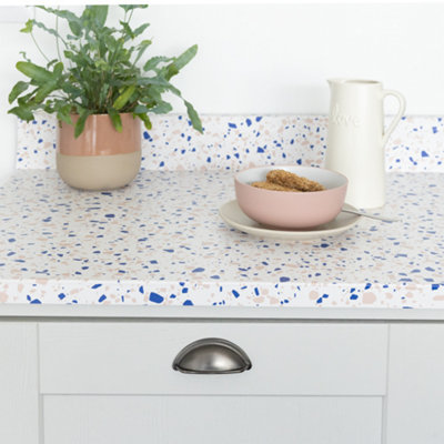 D-C-Fix Terrazzo Blue 67.5Cm X 10M Self-Adhesive Vinyl Wrap For Doors And Worktops from B&Q