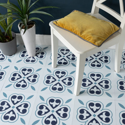 D-C-Fix Oriental Flower 30.48 X 30.48Cm Self-Adhesive Vinyl Floor Tiles Pack 33 (3Sqm) from B&Q