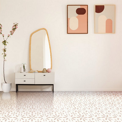 D-C-Fix Vintage Flowers 30.48 X 30.48Cm Self-Adhesive Vinyl Floor Tiles Pack 11 (1Sqm) from B&Q