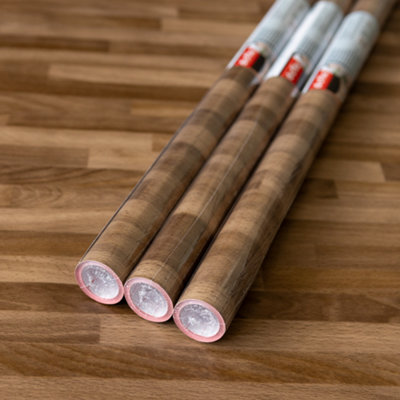 D-C-Fix Walnut Block 67.5Cm X 2M (3 Rolls) Self-Adhesive Vinyl Wrap For Doors And Worktops from B&Q