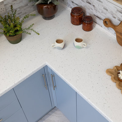 B&Q -  White Granite Quartz Matt 67.5Cm X 10M Self-Adhesive Vinyl Wrap For Doors And Worktops