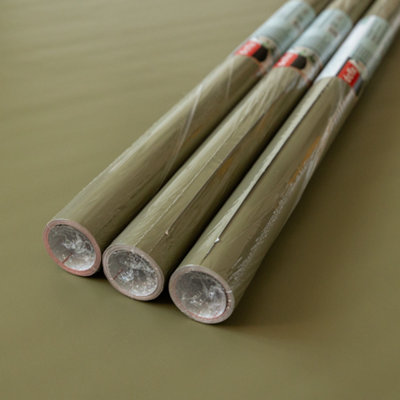 B&Q -  Matt Olive Green 67.5Cm X 2M (3 Rolls) Self-Adhesive Vinyl Wrap For Doors And Furniture