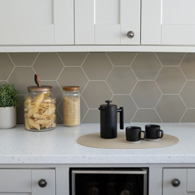 Wallpops Hexagon Beige Premium Self Adhesive Vinyl Wall Tiles 14.98Cm(H) 17.19Cm(W) 3.3mm(D) Pack Of 27 (0.70Sqm) from B&Q
