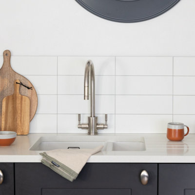 Wallpops Subway White Premium Self Adhesive Vinyl Wall Tiles 9.98Cm(H) 29.99Cm(W) 3.3mm(D) Pack Of 10 (0.30Sqm) from B&Q