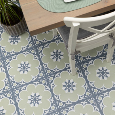 FloorPops Floor Pops Daphne Sage Green 30.48 X 30.48Cm Self-Adhesive Vinyl Floor Tiles Pack 10 (0.93Sqm) from B&Q