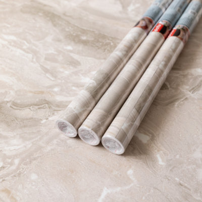 D-C-Fix Marble Paladina Sand 67.5Cm X 2M (3 Rolls) Self-Adhesive Vinyl Wrap For Doors And Worktops from B&Q