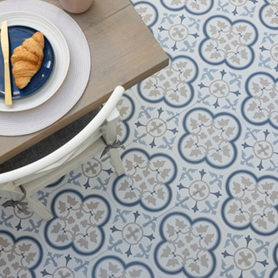 FloorPops Floor Pops Remy Blue 30.48 X 30.48Cm Self-Adhesive Vinyl Floor Tiles Pack 20 (1.86Sqm) from B&Q