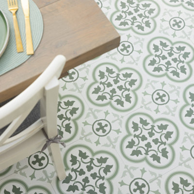 FloorPops Floor Pops Remy Green 30.48 X 30.48Cm Self-Adhesive Vinyl Floor Tiles Pack 30 (2.79Sqm) from B&Q
