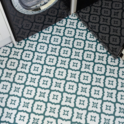 FloorPops Floor Pops Comet Teal 30.48 X 30.48Cm Self-Adhesive Vinyl Floor Tiles Pack 10 (0.93Sqm) from B&Q