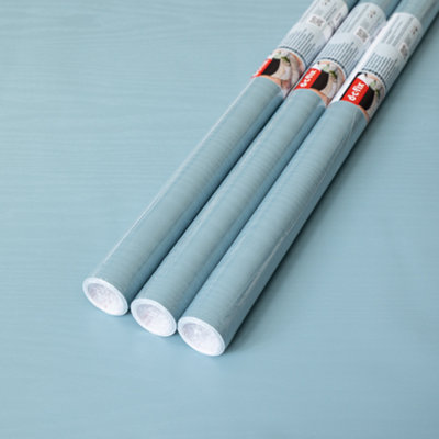 B&Q -  Coastal Blue Wood Matt 67.5Cm X 2M (3 Rolls) Self-Adhesive Vinyl Wrap For Doors And Worktops