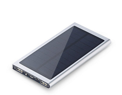 Ultra Thin Solar Dual Usb Power Bank- Silver from B&Q