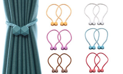 Pair Of Magnetic Geometric Curtain Tiebacks from B&Q