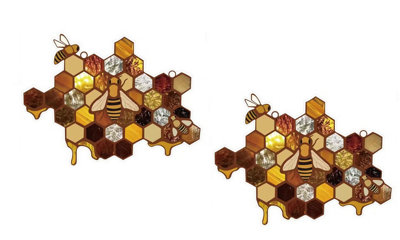Stained Glass Effect Bee Honeycomb Hanging Decoration from B&Q