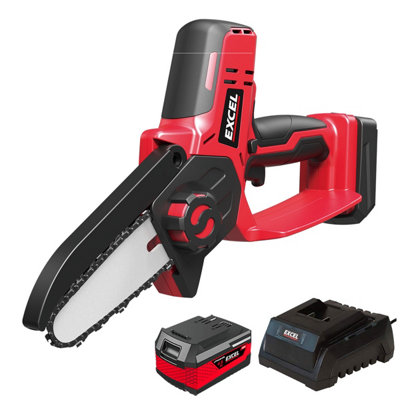Excel Tools Excel 18V Mini Chainsaw With 1 X 4.0Ah BatteryCharger & Carry Bag Compact Garden Pruning Saw from B&Q
