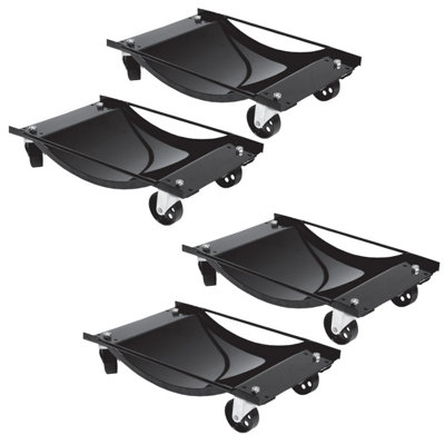 Big Red Torin Car Dolly Set Pack Of 4 Heavy Duty 400Kg Vehicle Movers With Swivel Castors For GarageWorkshop & Car Storage from B&Q