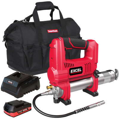 Excel Tools Excel 18V Grease Gun With 1 X 2.0Ah BatteryCharger & Carry Bag Heavy Duty Lithium Tool For Automotive & Machinery from B&Q