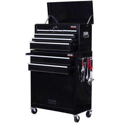 Excel Tools Excel Roller Tool Chest Cabinet 8 Drawers Storage Toolbox Black from B&Q