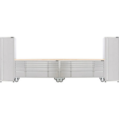 Excel Tools Excel 72Inch 30 Drawer Stainless Steel Workbench Roller Tool Chest Cabinet & 2 Tall Cabinet from B&Q