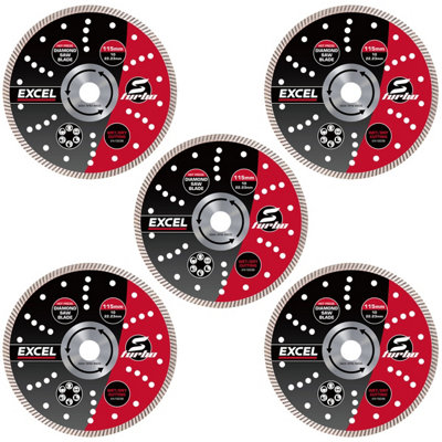 Excel Tools Excel 115Mm Diamond Blade Slim Turbo Wet & Dry Use Pack Of 5