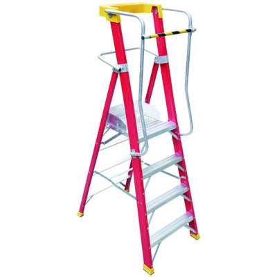 Excel Tools Excel Fibreglass Podium Step Ladder 4 Tread For Electricians 2.04M150Kg Load CapacityAnti-Slip PlatformNon-Conductive from B&Q