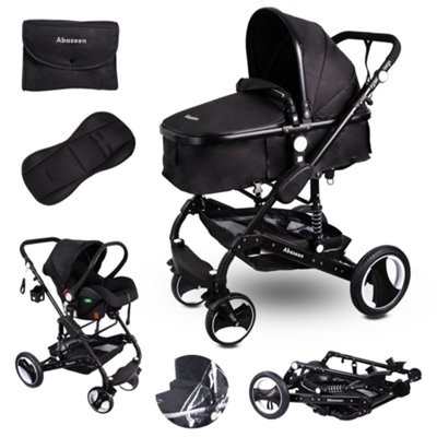 Wadan Black Lightweight Foldable Baby Stroller, Travel Pushchair And Buggy