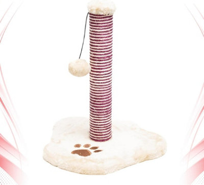 STALWART Cat Scratching Post With Plush Base And Hanging Ball ToyDurable Sisal Rope Scratch Pole For Kittens And Indoor Cats from B&Q