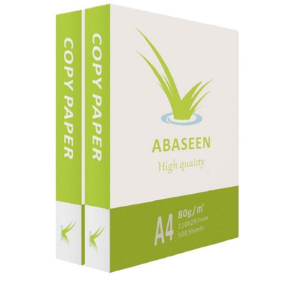 Abaseen 2 Ream 1000 Sheets A4 Printer Paper80Gsm Premium White Copy Paper (210X297mm) from B&Q