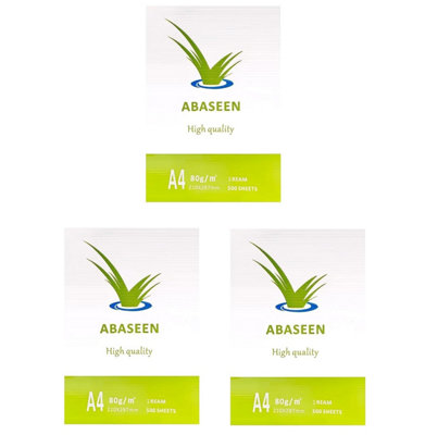 Abaseen 3 Ream 1500 Sheets A4 Printer Paper80Gsm Premium White Copy Paper (210X297mm) from B&Q