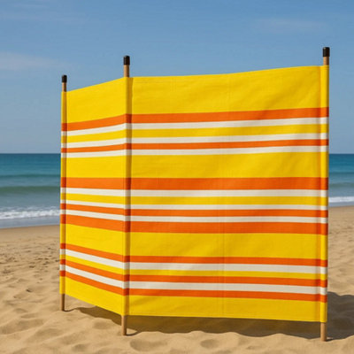 B&Q -  Yellow 4 Pole WindbreakerExtra Tall Windbreaker For CampingCaravanFestival And Beach 4Ft X 7Ft