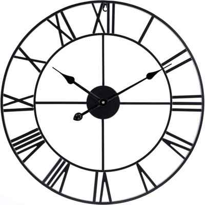 Abaseen 60Cm Roman 3D Black Metal Large Skeleton Wall Clocks Battery Operated from B&Q