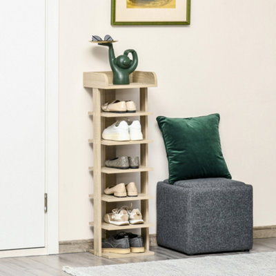 Homcom 7 Tier Shoe Rack Organizer Storage Shelf Wooden Display Cabinet Oak from B&Q