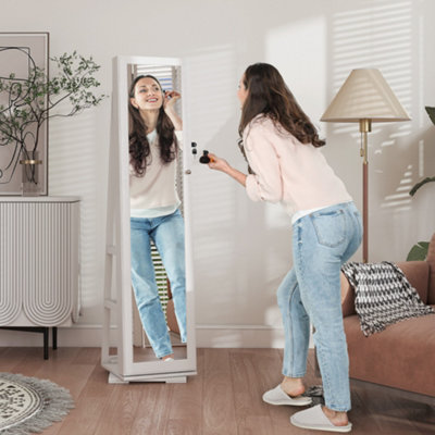Homcom Jewelry Cabinet Full Length Mirror Swivel Lockable Jewelry Organizer from B&Q
