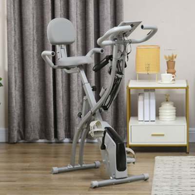 Homcom Grey 2-In-1 Folding Exercise Bike With 8-Level Magnetic Resistance