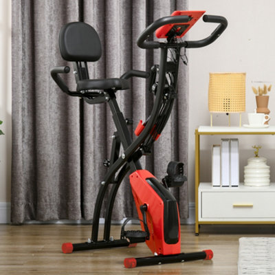 B&Q -  2-In-1 Folding Exercise Bike With 8-Level Magnetic Resistance Red