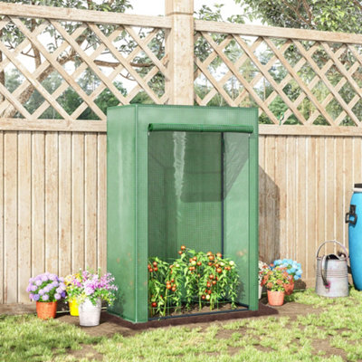 B&Q -  100 X 50 X 150Cm Greenhouse W/ Zipper Roll-Up Door Outdoor Green