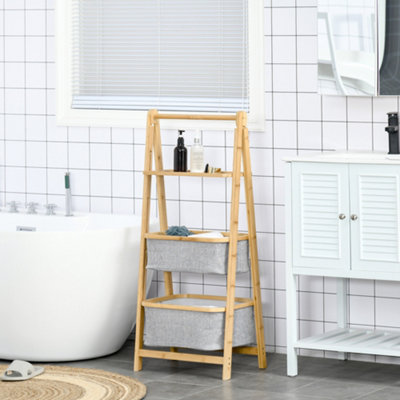 Homcom Bathroom Rack Shelf 3-Tier Foldable Organizer Shelves Standing Rack from B&Q
