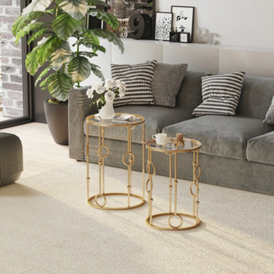 Bobobiy Gold Nesting Round Coffee Table Set Of 2 - Tone - Tone - Image 9