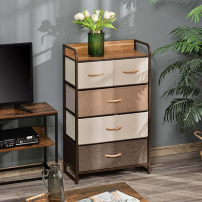 B&Q -  Closet DresserDresser Tower With 5 Linen Fabric Drawers Steel Frame