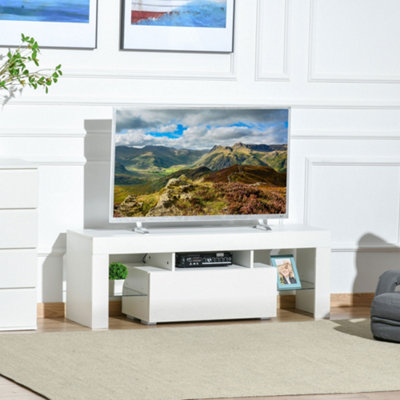 B&Q -  High Gloss Tv Stand Cabinet W/ Led Rgb Lights And Remote Control White