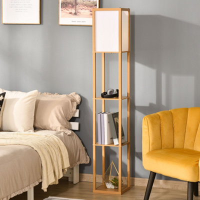 Homcom Unisex Yellow Floor Lamp Reading Lamp With 3-Tier Storage Shelf For Home Office In - Image 10